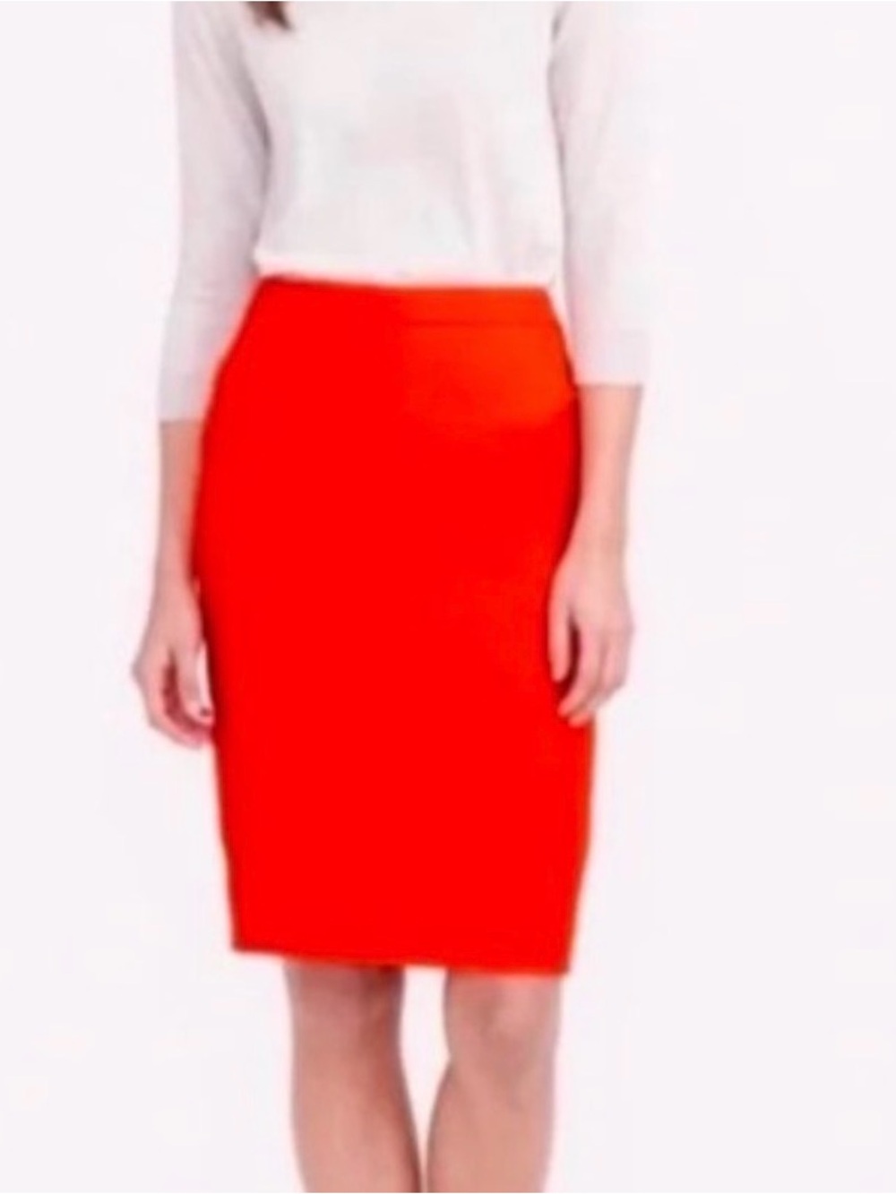 J.CREW THE PENCIL SKIRT ORANGE WOOL SKIRT